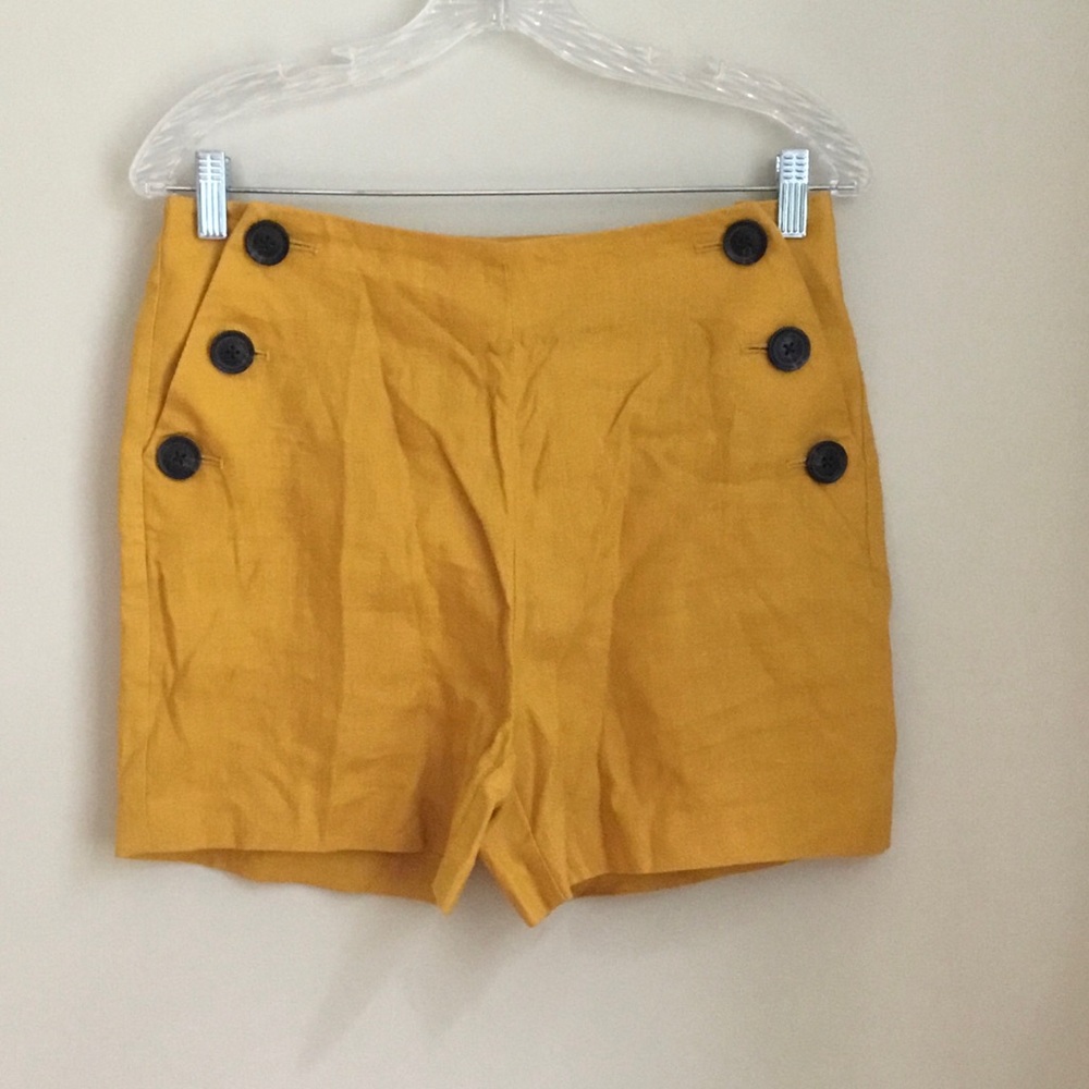 NEW Boden Falmouth Mustard Linen High Waist Sailor Shorts T0523DYL